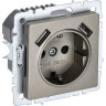 Розетка IEK BRITE РЮш10-1-БрШ 16А с USB A+A 2.1А BR-R14-16-U21-D21-K37